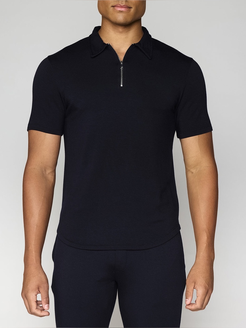 Bleusalt Mens Zip Polo Shirt XXL Navy Blue Short Sleeve Super Soft Minimalist